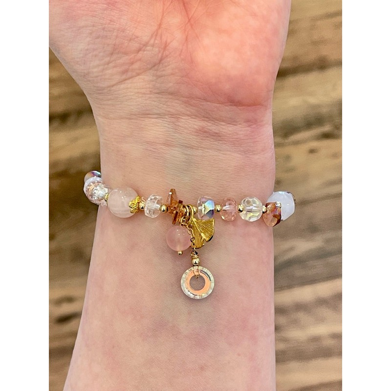 Pink Swarovski Beaded Bracelet With Charm gallery