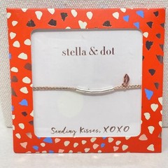 Stella & Dot Wishing Bracelet Sending Kisses Lips Silver-Tone New Gift