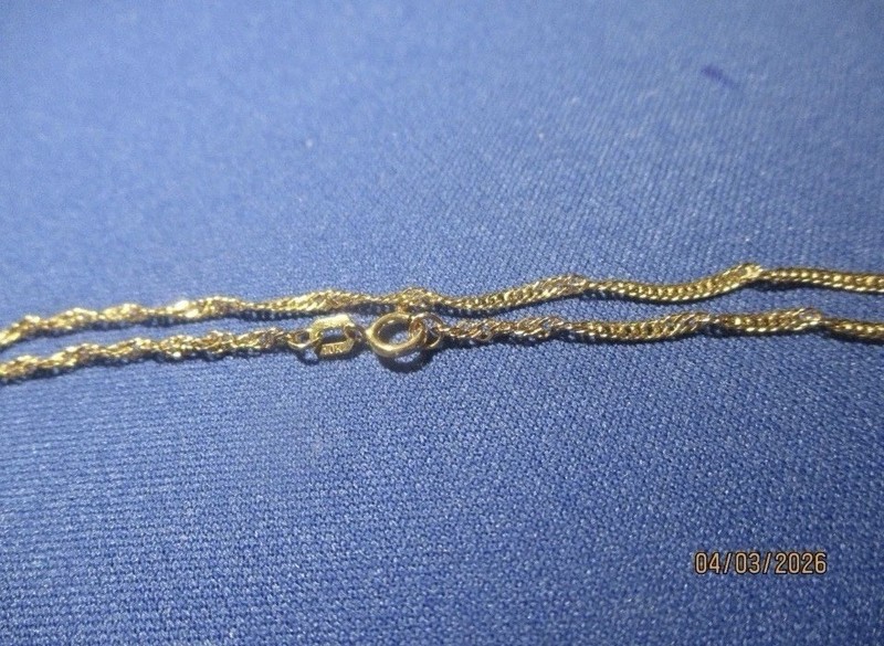 10k Solid Gold Singapore Chain Bracelet 7 in Metal Spring Ring Clasp, No Stone gallery