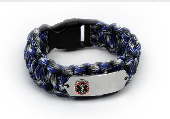 Paracord Medical ID Survival Bracelet with Raised emblem. Free medical Card! gallery
