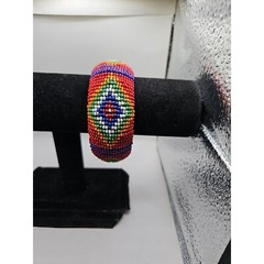 Bracelet Bangle Seed Beads Cloth Lined Red/orange/blue/green/white