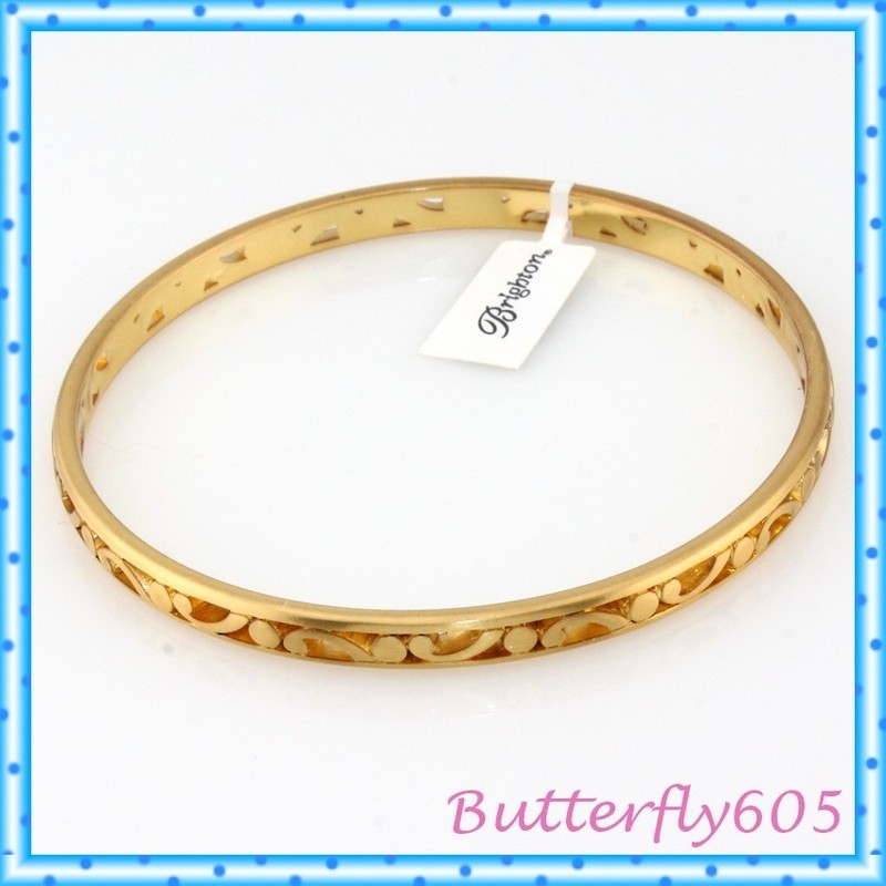 Brighton Contempo Slim Brushed Gold Round Bangle Bracelet NWT gallery