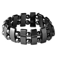Bracelet, stretch, Hemalyke™ (man-made), 6mm round and 18x10mm domed rectangle,