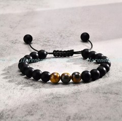 8mm Natural Matte Agate Tiger Eye Stone Braided Adjustable Bracelet Jewelry Gift