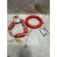 NWT Boutique Stella & Dot Coral Red Chunky Resin Beaded Stretch Bracelet Set