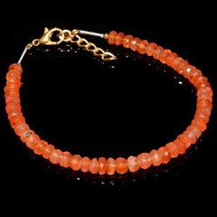 4-5MM Natural Carnelian Faceted Rondelle Gemstone Beaded Courage Bracelet 6-8”