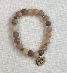 Natural Brown Earthtones Stone Beaded Stretch Bracelet “Choose Happy” Charm