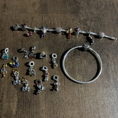 S925 silver charms (Disney) & (Marvel) Bracelet 19”