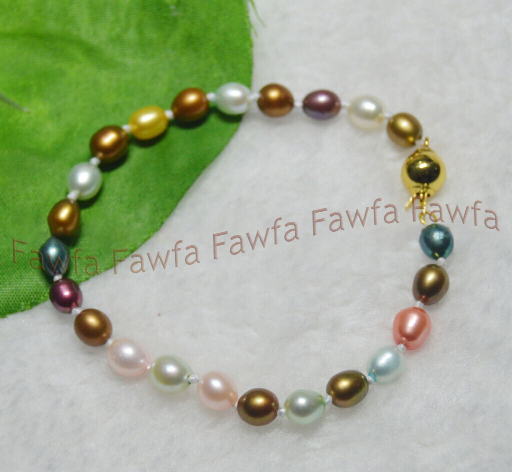 Exquisite 6-7mm Natural Multicolor Freshwater Cultured Pearl Bracelets 6.5-8.5'' gallery