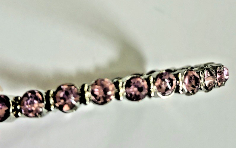 Pink Rhinestone & Silvertone Stretch Bracelet gallery