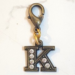 John Wind Bronze with Crystals Initial K Charm | FREE Shipping | All Sales Final