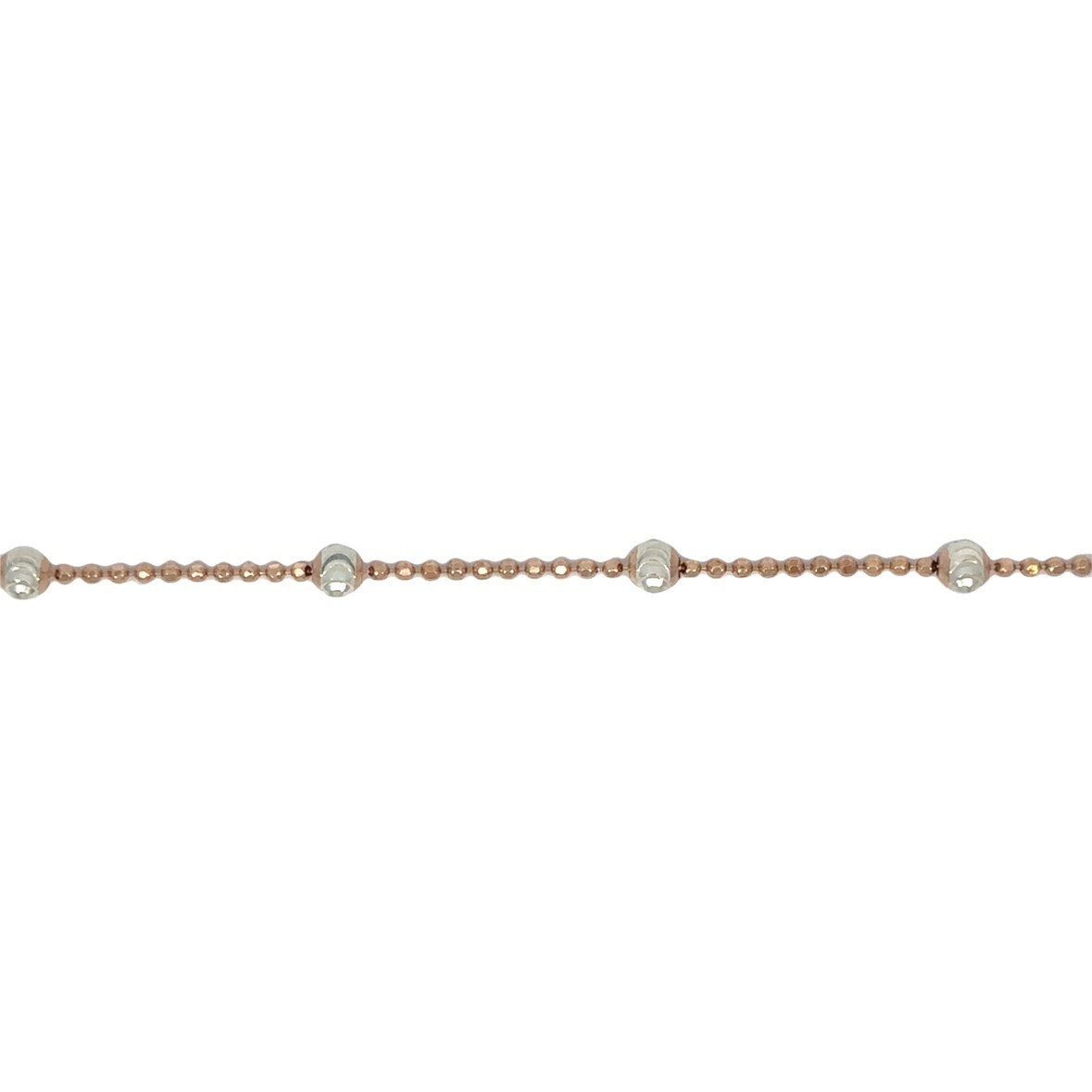 Rose Gold Bracelet with Small White Ball 925 Sterling Silver 24CM for Men/Women gallery