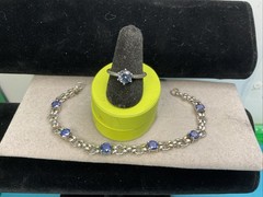 Set Vintage ALE Amethyst {TESTED } Tennis Bracelet Size 7.5 with Ring size 8