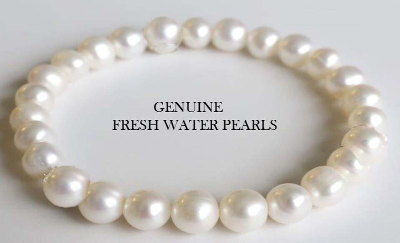 White Genuine Fresh Water pearl Stretch Bracelet for Women gallery