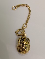 RARE Vintage JOAN RIVERS Egg Charm w/Extender: Golden Swan, 2″ Chain