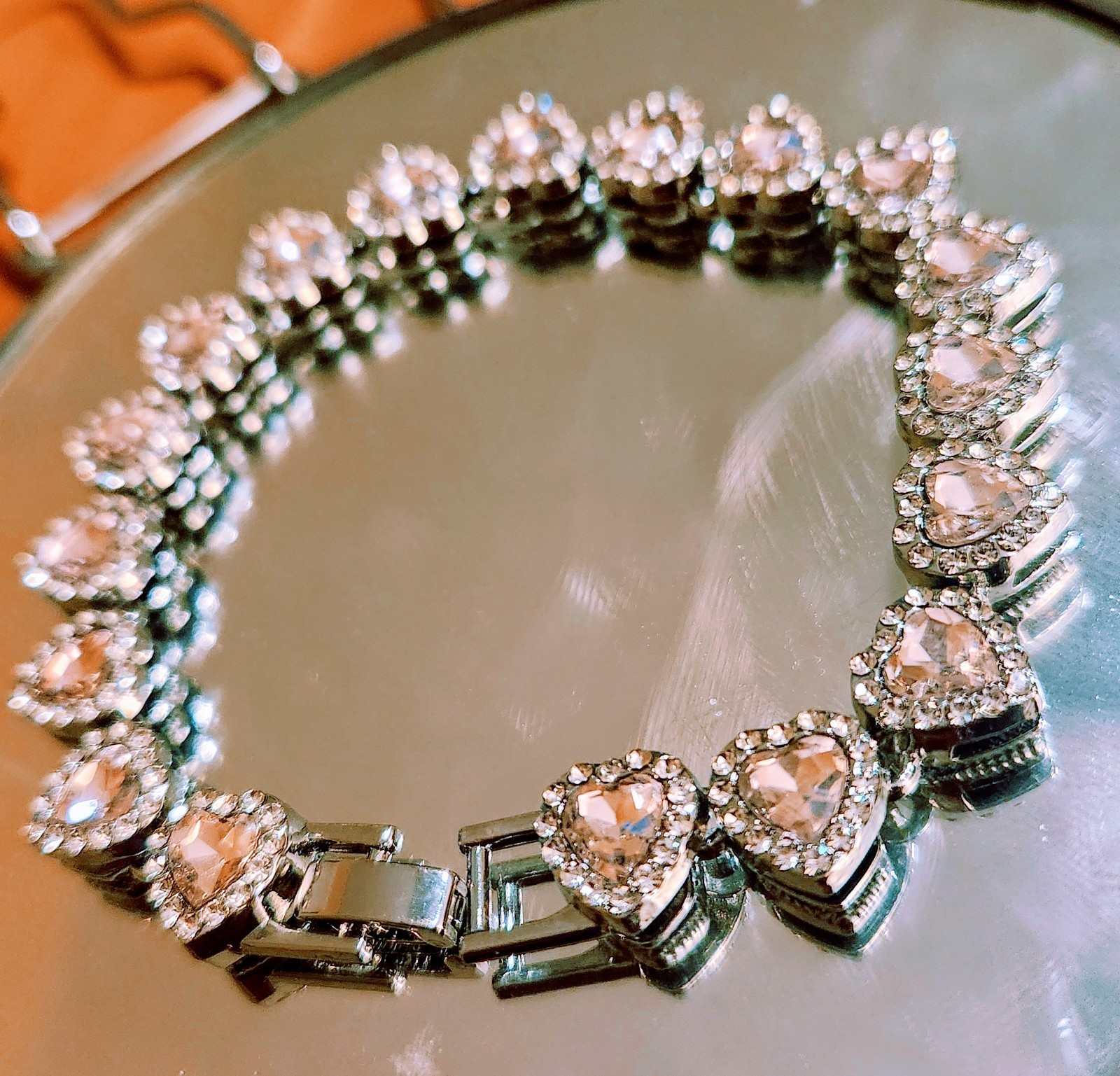 Pink Heart Austrian Crystals Bracelet Made In Platinum Plating gallery