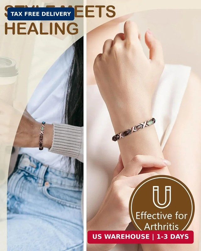 Feraco Pure Copper Bracelets for Women, Ultra Strength Magnetic Bracelet with 38 gallery