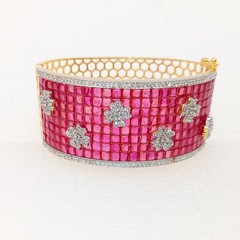 Ruby Cubic Zirconia Bangle Gold Plated Indian Bridesmaid Gift Women Jewelry Set