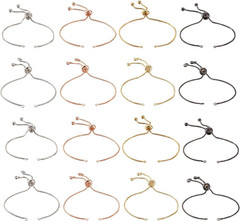 16Pcs Adjustable Slider Bracelet with Ball Ends Slider Extender Chains with Rhin