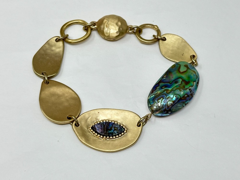 Beautiful Goldtone Multicolor Abalone Shell 7.75" Bracelet with Magnetic Clasp