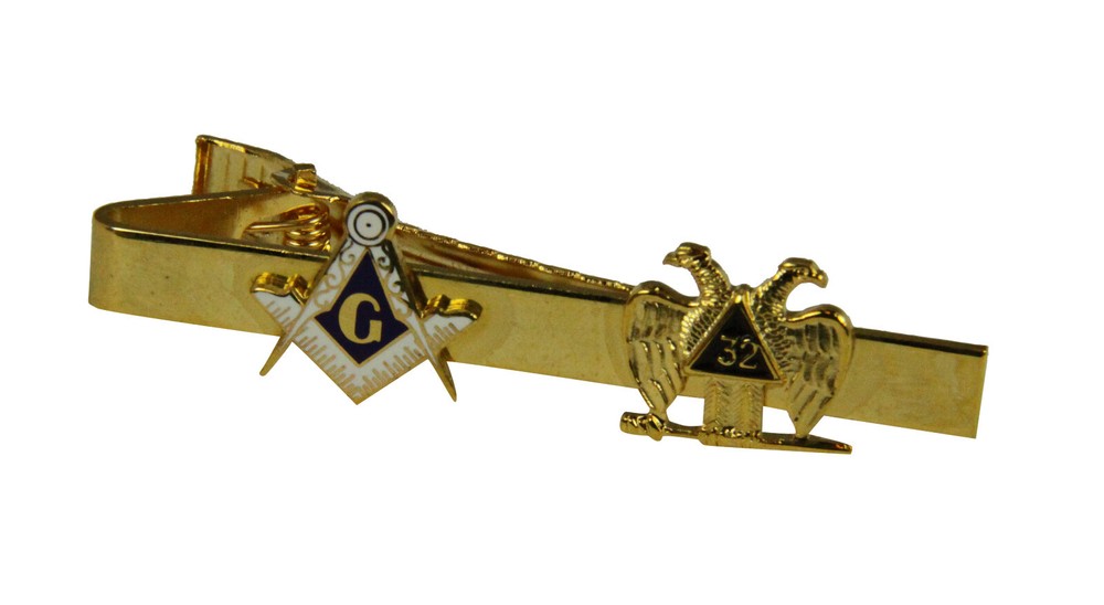 6030857 Tiebar Neck Tie Clasp Mason 32° Scottish Rite Tack Pin Clip Bar Masonic