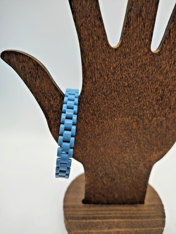 By Alexa Rae Melania Clara Blue Adjustable Rectangle Link Bracelet Bangle Cuff gallery