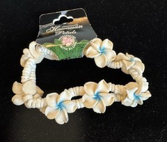NEW. Hawaiian Plumeria Flower Fimo Elastic Stretch Bead Bracelet