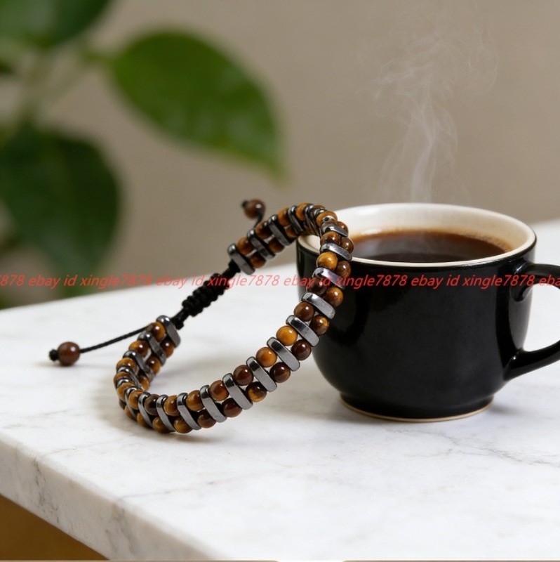 Tigers Eye Hematite Bracelet Energy Stone Jewelry Healing Women Men Reiki Gifts gallery