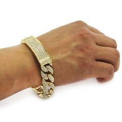 Men’s Hip Hop Bracelet Gold Plated Cubic-Zirconia Miami Cuban