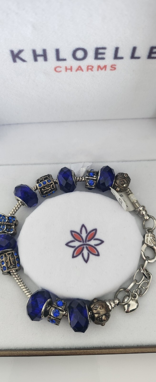 CHARMS bracelet. length 24 cm. new. color silver and blue gallery