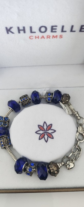 CHARMS bracelet. length 24 cm. new. color silver and blue gallery