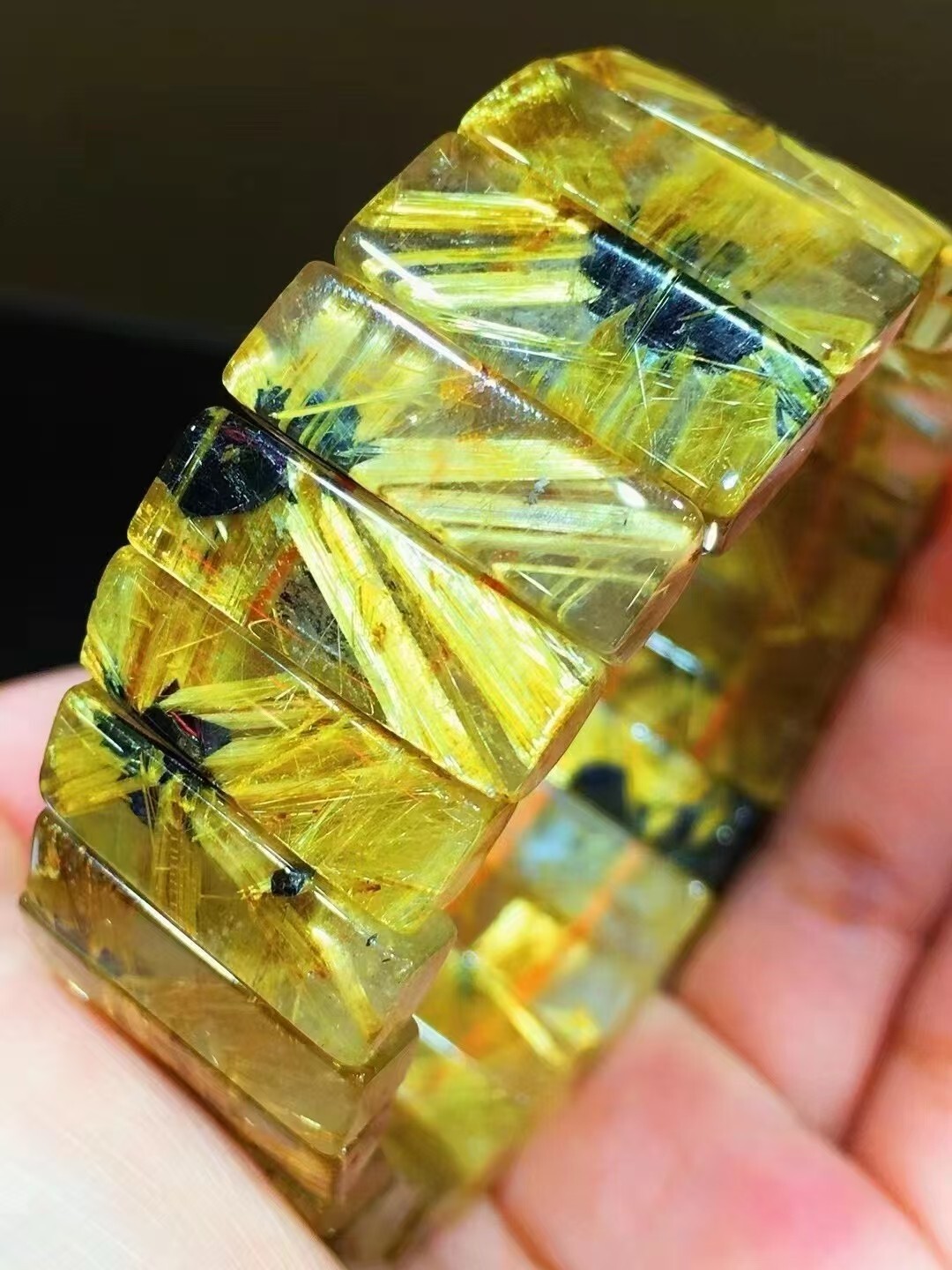 Natural Gold Rutilated Quartz Round Beads Wealthy Bracelet 20mm AAAAA gallery