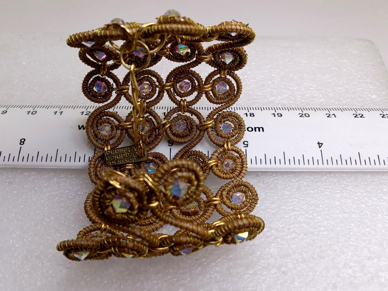 JOYERIA ARTESANAL ORGANICA FILIGREE G/T IRIDESCENT BEAD BRACELET 2 X 6-7.5" gallery