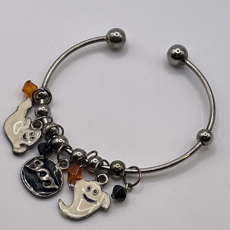 Bracelet Vintage Halloween Boo Ghosts Charm Metal Glass Bead Enamel Jewelry gallery