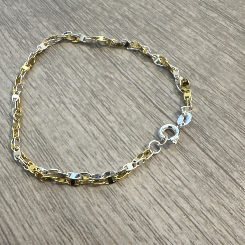 Gold & Silver Figure 8 Chain Link Bracelet, Spring Ring Clasp gallery