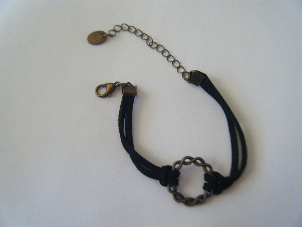 Bracelet Antique Bronze Plated Faux Leather Adjustable 6-8"+ Gift Bag