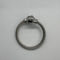 Silver Tone Twisted Stainless Steel Wire Cable Skull Magnetic Bracelet