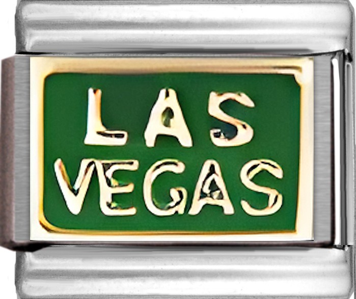Las Vegas Green Enamel 9mm Italian Charm Bracelet Link Casino Travel Vacation