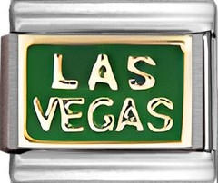 Las Vegas Green Enamel 9mm Italian Charm Bracelet Link Casino Travel Vacation