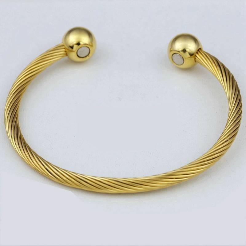 Men's Stainless-Steel 7" Round Cuff Bracelet Gold plated*Box,Discount gallery