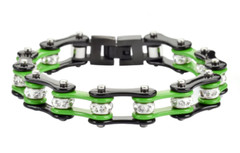 Black and Kawasaki Green Ladies Motorcycle Bike Chain Tennis Bracelet 13