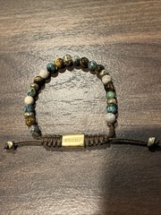 Corso Women’s bracelet Natural Stones Beads Gold Tone Adj. Drawstring Clasp