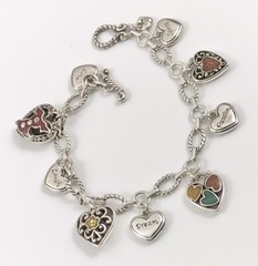 Brighton Go Red Dream Laugh Love Heart Charm Bracelet. #177