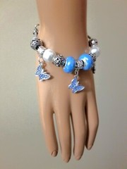European Style Pandora Like Charm Bracelet in 4 Colors Butterfly Dangle Charms