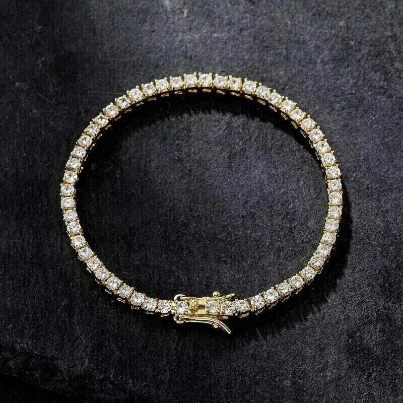 5Ct Round Cut Simulated Diamond 14k Yellow Gold Plated Women's Tennis Bracelet gallery