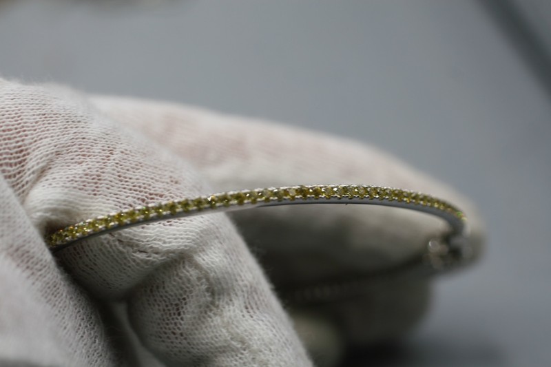 Stackable Oval Bangle Bracelet Yellow CZ Sterling Silver R7 gallery