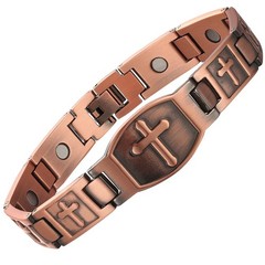 Copper Magnetic Bracelet For Men Adjustable Cross Bracelet with 3500 Gauss Ma…