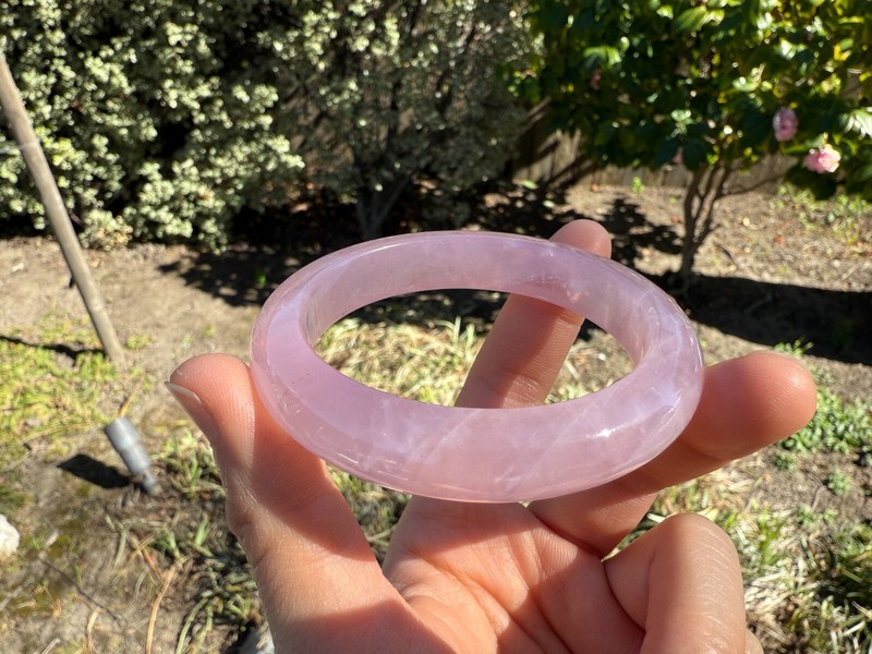 56mm Jelly Body Madagascar Rose Quartz Bangle Bracelet | 粉晶手镯 gallery