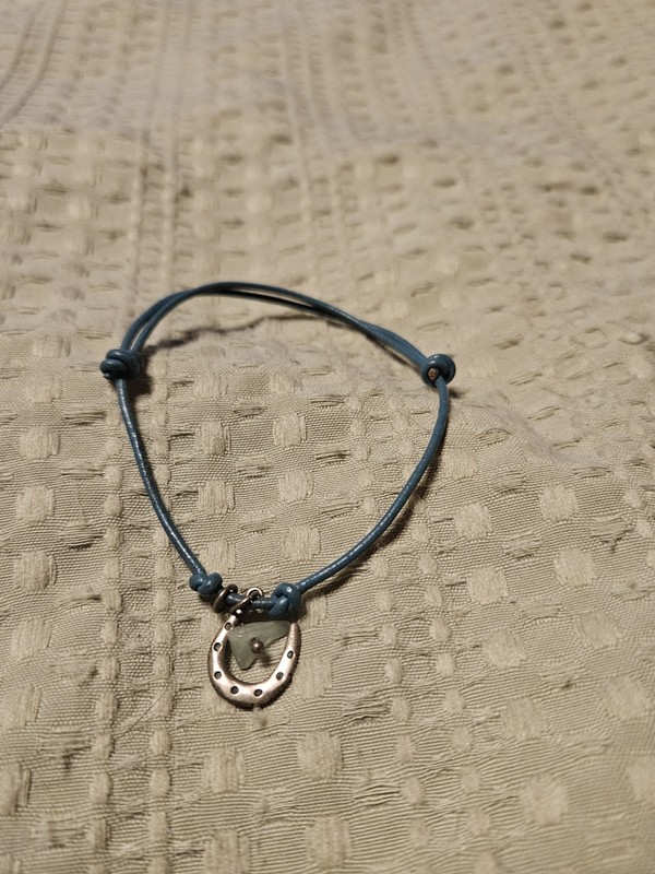 Blue Cord Adjustable Slip Knot Bracelet, Horseshoe Dangle Charm Luck Theme gallery