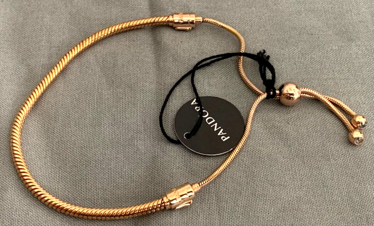 Authentic Pandora Silver Rose Gold Sliding Bracelet 567125CZ-2 28cm/11" NEW w/BX gallery